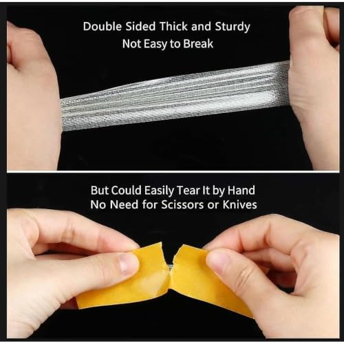 MILEQEE Heavy Duty Double Sided Tape 2" x 66ft Grid Cloth Mesh, High Tack