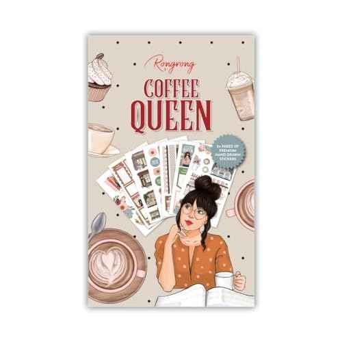 Rongrong Coffee Planner Stickers Book for Planners, Calendars, Journals and Projects ? Premium Quality Hand Drawn Perfect for Caffeine Lovers ? Scrapbook Accessories ? 24 Sheets