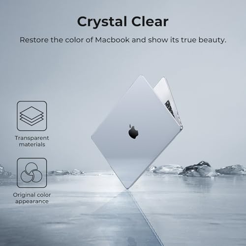 EooCoo Crystal Clear MacBook Air 15-Inch Case for M2 M3 M4 M5 2023-2026