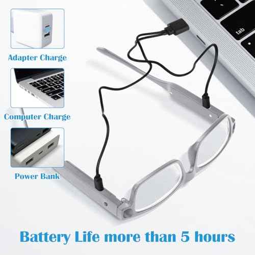200% Magnifying Glasses with Light,USB Rechargeable LED Lighted Magnifying Eyewear,Hands Free Head Magnifier Eyeglasses for Close Work,Hobbies,Reading,Craft,Jewellery,Sewing