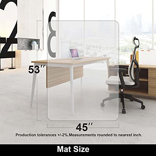 AiBOB Chair Mat for Hardwood Floor, 45 X 53 inches Desk Chair Mat for Wood and Tile Floors, Protection Mats for Office and Home, Easy Glide for Chairs