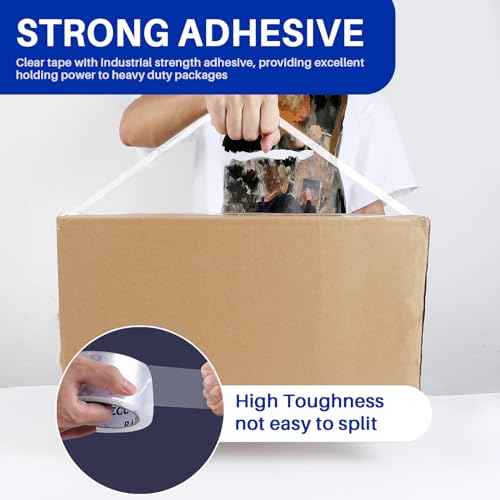 Clear Packing Tape, 24 Rolls Heavy Duty Packaging Tape with Dispensers for Packing Shipping Moving and Sealing, Thicker Packing Tape-2" x 65 Yards Per Roll, 1560 Total Yards
