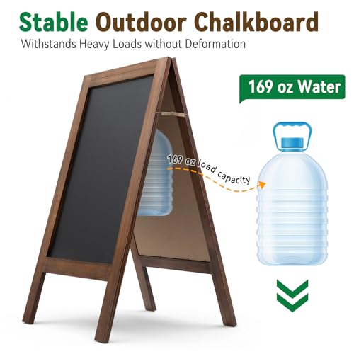 Brown TEAKMAMA 40x20 Inch A Frame Chalkboard Sign - Freestanding Double-Sided Menu Board