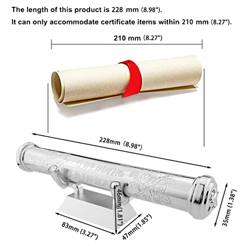 Marriage Certificate Holder and Base Set, Silver-Plated Zinc Alloy Wedding Certificates Holder with Stand Certificate Storage Tube Certificate Collection Tube Anniversary Gift Newlywed Gift