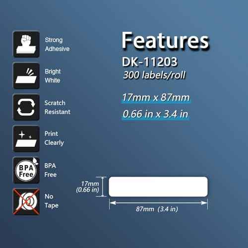 BETCKEY - Compatible File Folder Labels Replacement for Brother DK-1203 (0.66 in x 3.4 in), Use with Brother QL Label Printers [10 Rolls/3000 Labels]