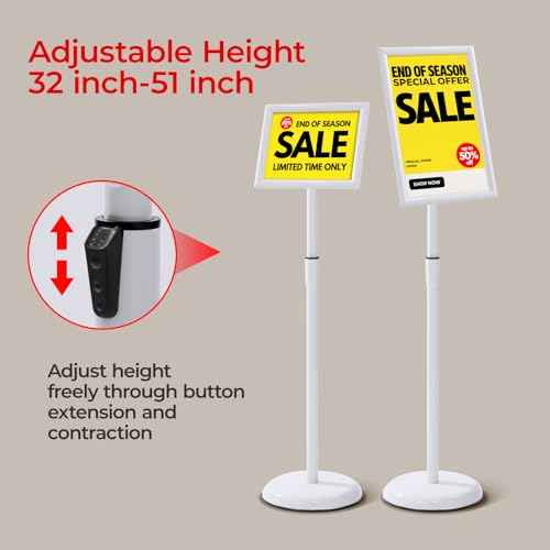 sign holder stand, floor standing sign poster stand for display, heavy duty pedestal signage stand for diplay menu advertising (White, 8.5¡¿11)