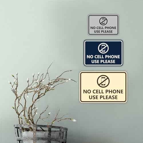 Signs ByLITA Classic Framed No Cell Phone Use Please (Brushed Gold) - Medium 5 Pack