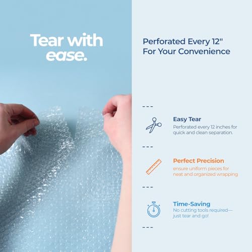 Sagler 1 Pack 12-Inch Bubble Cushioning Wrap for Packing & Moving