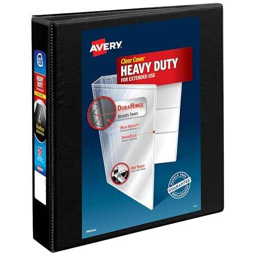 Avery Heavy-Duty View 3 Ring Binder, 1.5" One Touch Slant Rings, Holds 8.5" x 11" Paper, 1 Black Binder (05400)