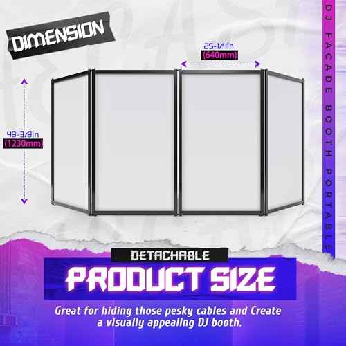 HECASA DJ Facade Booth Portable Event Cover Screen, Black Steel Frame, 4 Foldable Detachable Panels Light Projector Display Scrim Panel White & Black w/Carry Bag