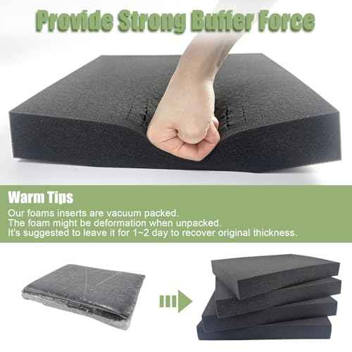 4 Pack Gun Case Foams-16 x 12 x 2 Inch Pick and Pluck Shadow Packing Foam Sheets for Craft, Black Polyurethane Toolbox Carry Case Foam Inserts, Closed Cell Foam for Gun Cases Padding Storage Organizer