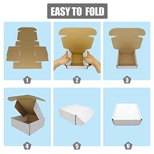 6x4x2 Shipping Boxes Pack of 50, White Corrugated Cardboard Box for Small Business Flat Literature Mailer Mailing Packaging Packing Jewelry Craft Gifts