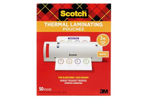 Scotch 50-Pack Matte Thermal Laminating Pouches Letter Size 8.9 x 11.4 in
