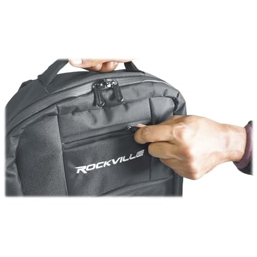 Rockville DJBP24 Rugged DJ Backpack, 11 Compartments, Fits Two 17" Laptops, YKK Zippers, Waterproof Track, Rubber Feet, for DJs, Musicians, and Producers