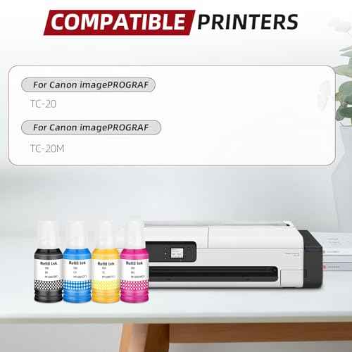 PFI-050 Pigment Ink Refill Set Replacement for Canon PFI-050 Ink Refill Bottles, Compatible with Canon imagePROGRAF TC-20 TC-21 TC-20M TC-21M Printers, 4 Pack (BK C M Y)