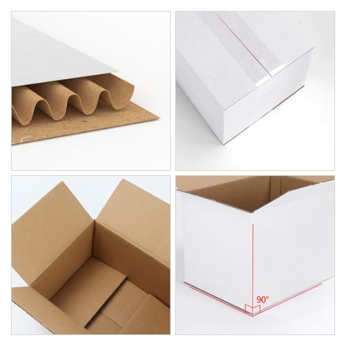 White 8x8x6 Inch Shipping Boxes 25-Pack - Corrugated Cardboard, Lightweight & Easy to Assemble