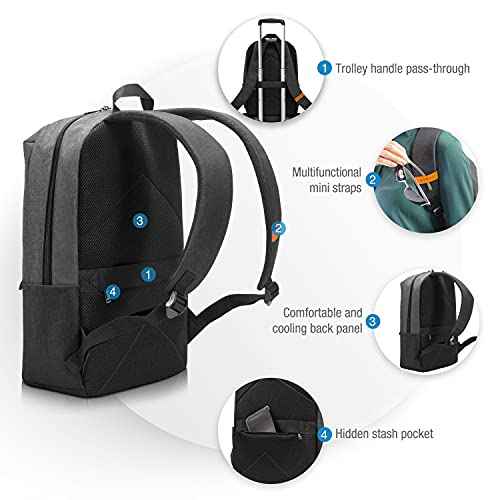 EVERKI Light Laptop Backpack with Hidden Pocket 15.6-Inch - Durable Men¡¯s Work Back Pack, Business Travel Backpack, College Laptop Bookbag for Men & Women, Work Office Back Pack, (EKP106) Charcoal