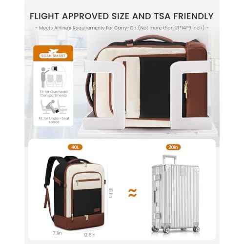 LOVEVOOK Travel Backpack for Women with Shoes Compartment,40L Personal Item Travel Bag Flight Approved Carry On Backpack with 2 Packing Cubes,Large Casual Weekender Luggage Daypack