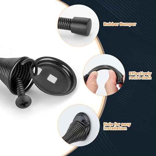 Ravinte Door Stoppers, 48 Pack Black Spring Door Stops with Rubber Bumper, Door Stoppers for Bottom of Door