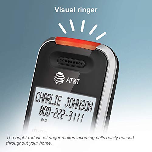 AT&T BL102-2 DECT 6.0 2-Handset Cordless Phone with Answering Machine, Call Blocking, Caller ID, Audio Assist, Intercom – Silver/Black