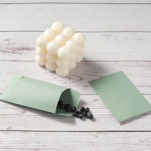 Homtable 2.25x3.5 Inch Sage Green Self-Adhesive Coin Envelopes - Pack of 100