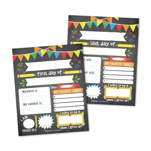 Chalk Fiesta My First Day of School Board - 10pcs Double Sided First & Last Day Sign, Vertical