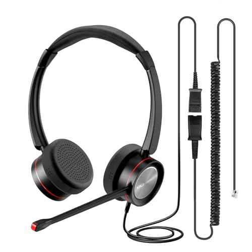 MKJ Telephone Headset with Microphone Noise Canceling, Dual Ear Call Center Headphone Compatible with Cisco Phone 7821 7841 7941G 7942G 7945G 7960G 7975G 8841 8865 9975
