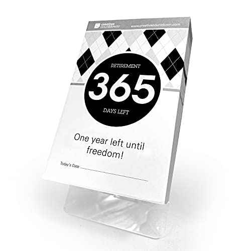 Retirement Count Down Calendar - 5.75"x3.75" - Black and White Tear Off Countdown Desk Calendar (White and Black, 1 yr (365)-Day Retirement)