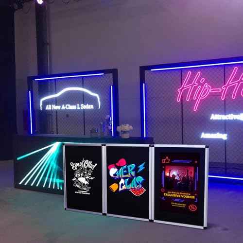 Trifold Display Board 3 Panel Trade Show Presentation Board with Presentation Whiteboard Double Sided, 70.4 x 35.4in Aluminum Tabletop Display Folding Panel for Trade Show Table Top