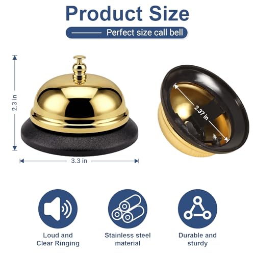 Call Bell Loud Clear Desk Bell Set - Durable Steel Service Bells for Hotels, Restaurants, Classrooms