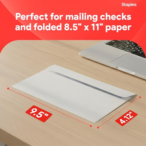 Staples #10 QuickStrip EasyClose Security Envelopes 500 Pack, White