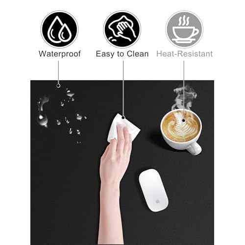 TopMade Wireless Charging Mouse Pad, Waterproof Gaming Mousepad with Ultra-Smooth Surface, Non-Slip Base, 31.5"x15.75" XXL Large Desk Pad, Classic Black Computer Desk Mat for MacBook, PC, Laptop