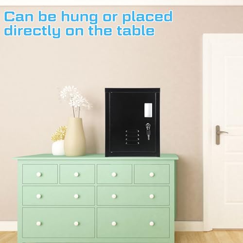 Suzile Lockable Storage Cabinet Metal Lockable Steel Storage Cabinet Organizer Lockers for Employees Vertical Metal Cabinets End Side Table Steel Bedside with Shelf(Black)