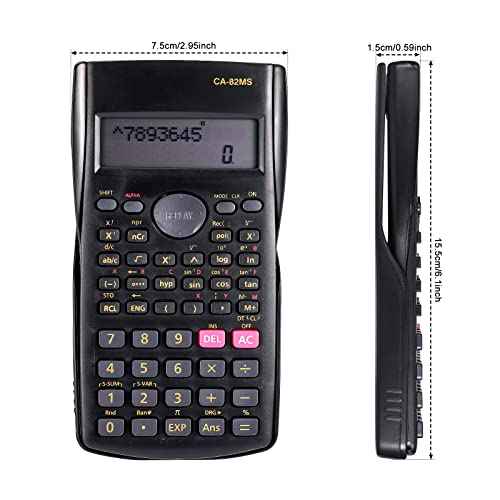 Saillong 12 Pieces 2-Line Engineering Scientific Calculator, Black Function Fractions Math Calculator for Business Office College High School Student Teacher