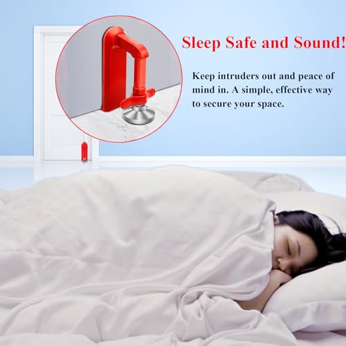MIMIRACLE Red Portable Door Lock – Travel Security Door Stop for Inward-Opening Doors
