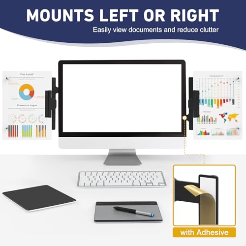 Adjustable Monitor Document Clip Holder for Laptops & Desks, Holds Up to 10 Sheets