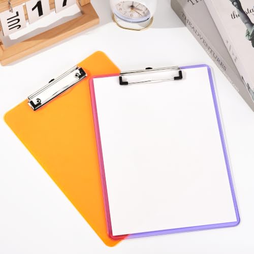 Dynta 6 Pack Clear Plastic Letter Size Clipboards 8.5x11 - Durable & Portable