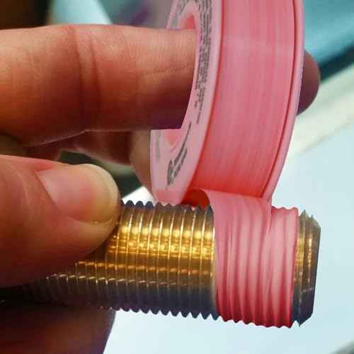 10 Rolls 1296" (Four Times Longer) Pink Plumbers Teflon Tape, Gas Line Pipe Thread Tape, High Density (1.3 g/cm3) Propane Sealant Tape (1/2" x 1296")
