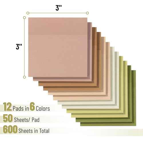 Mr. Pen- Sticky Notes, 3¡±x3¡±, 12 Pads, 600 Sheets, Dark and Earthy Colors Sticky Notes 3x3