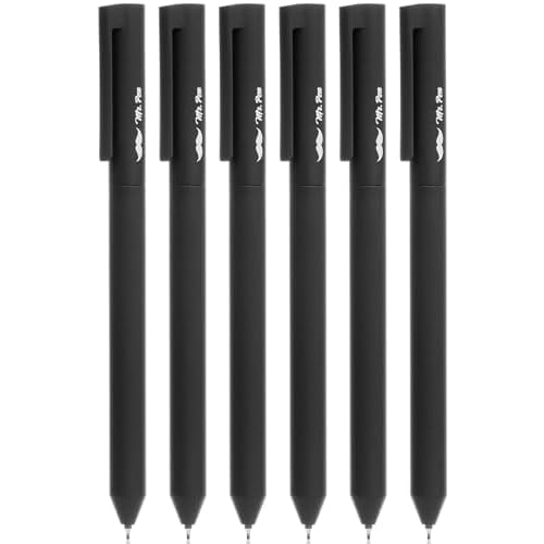 Mr. Pen- Retractable Gel Pens, 6 Pack, Black Ink, Black Barrel Gel Pens, Gel Pen Fine Point