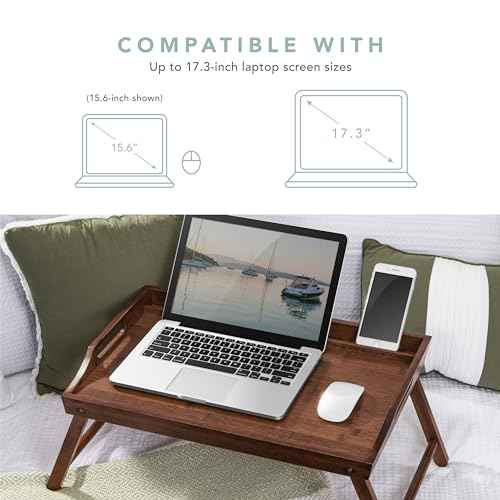 ROSSIE HOME Extra Large Bamboo Bed Tray, Lap Tray, Lap Desk with Phone Holder - Fits up to 17.3 Inch Laptops and Most Tablets - Java - Style No. 78112