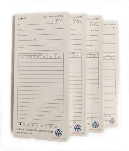 Genuine AT-4500 Time Cards Pack of 4 (200 Total) for Employee Time Tracking