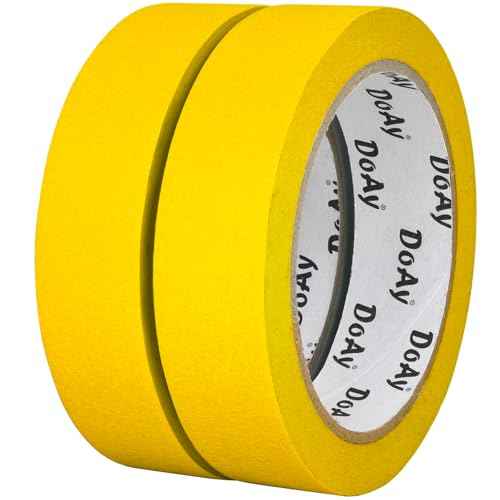2 Pack Yellow Painters Tape - Masking Tape 1 Inch Wide - Multi-Surface, Smart Adhesion, Indoor & Outdoor - 180FT Total - Paint Tape for DIY, Labeling, Art, Car, General Purpose (#3910)
