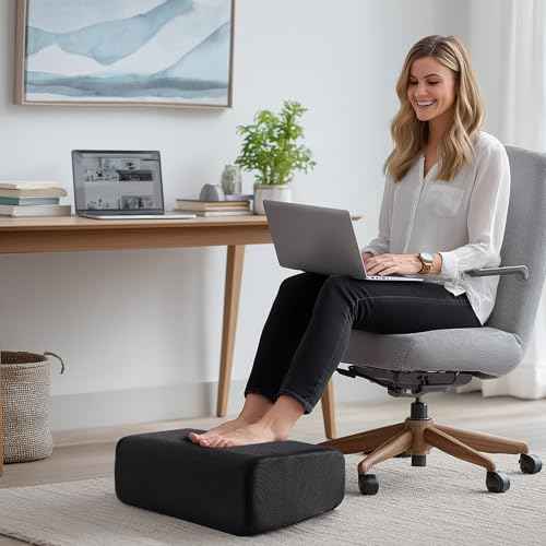 Ganondorf Foot Rest for Under Desk at Work Adjustable Foot Rest Under Desk Ergonomic Foot Stools for Under Office Desk Leg Pillow for Underdesk Footrest with Washable Cover, Mesh Black