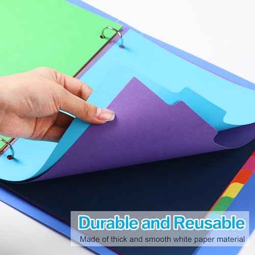 Thenshop 192 Pieces 24 Sets Binder Dividers with Tabs Bulk 8.5 x 11 Inch Write & Erase Big Paper 8 Tab Dividers for 3 Ring Binder(Bright Color)