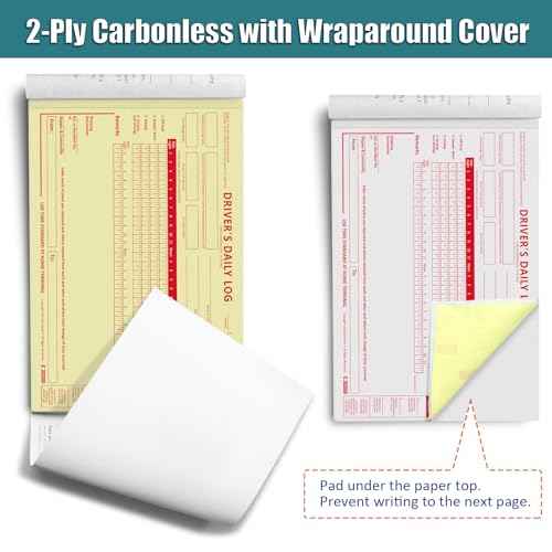 Daily Log Books for Truck Drivers with 7 & 8 Day Recap, 10 Pack, 2-Ply Carbonless, 35 Sets of Forms per Book, 8.5" x 5.5", Paper Driver Log Books for Truckers, Meet Requirements