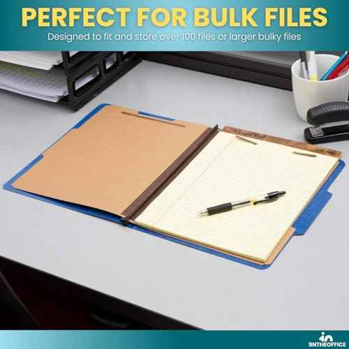 1InTheOffice Pressboard Classification Folders, Letter, 6 Section, Cobalt Blue, 10/Box, 2 Pack