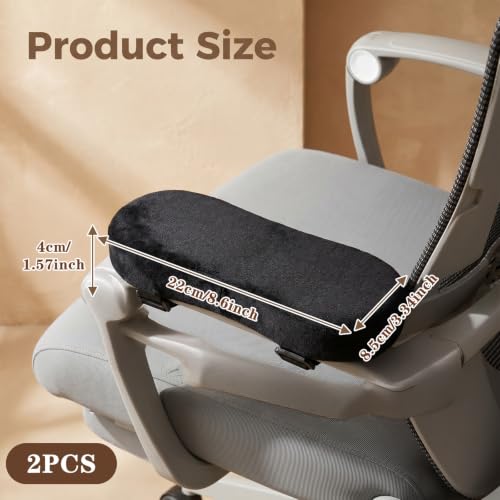 Skrfren 2-Pack Non-Slip Armrest Pads Black | Ergonomic Memory Foam Chair Arm Cushions