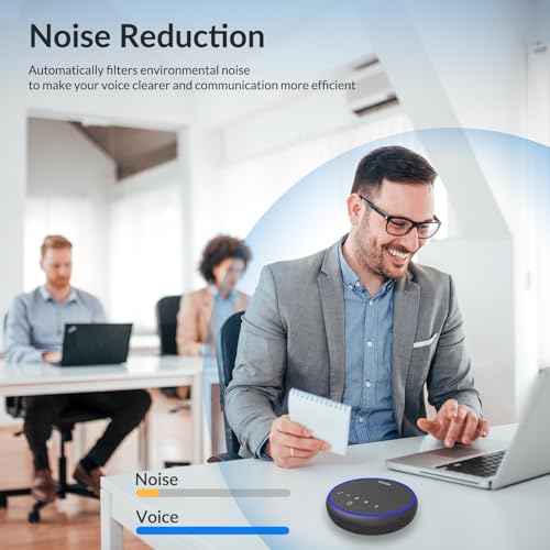 Bluetooth Conference Speakerphone with Microphone, 3 Mics with 360¡Æ Voice Pickup, 12H Call Time, Noise Reduction, USB-C Plug & Play, Portable Design, Compatible with Windows, iOS