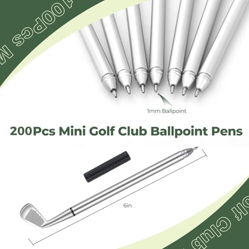Lnrueg 200 Pcs Mini Golf Club Ballpoint Pens 1.0mm - Bulk Golf Pens for School, Office, Souvenirs, Golfing Club Props, Black Ink